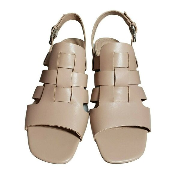 Evolve Women Light Natural Leather Open Toe Slingback Block Heels Sandals Sz 8.5 - Picture 3 of 11